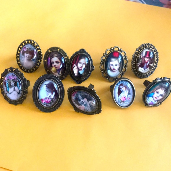 brass tone adjustable shabby victorian Alice rings U PICK - Picture 3 of 17